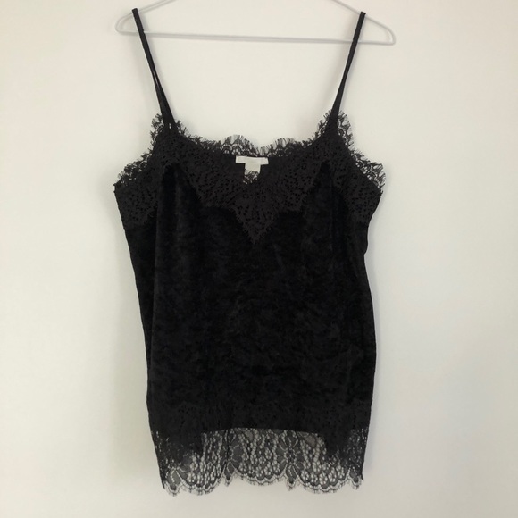 H&M velvet tank with eyelash lace detail - Picture 1 of 4